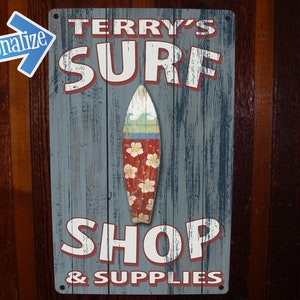 Custom, Vintage Surf Shop Sign - FREE Personalization