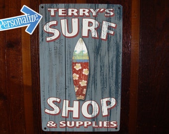 Placa de loja de surfe vintage personalizada - Personalização GRÁTIS