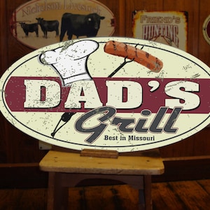 Dad's Grill Custom Tin Sign BBQ Sign image 2