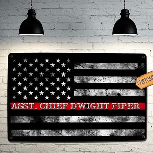 Fireman Red Line Flag Sign - FREE Personalization