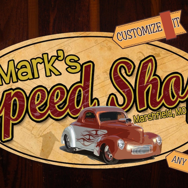 Custom Vintage Tin Sign - with picture of YOUR Car!!!