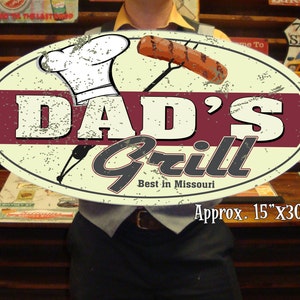 Dad's Grill Custom Tin Sign BBQ Sign image 3