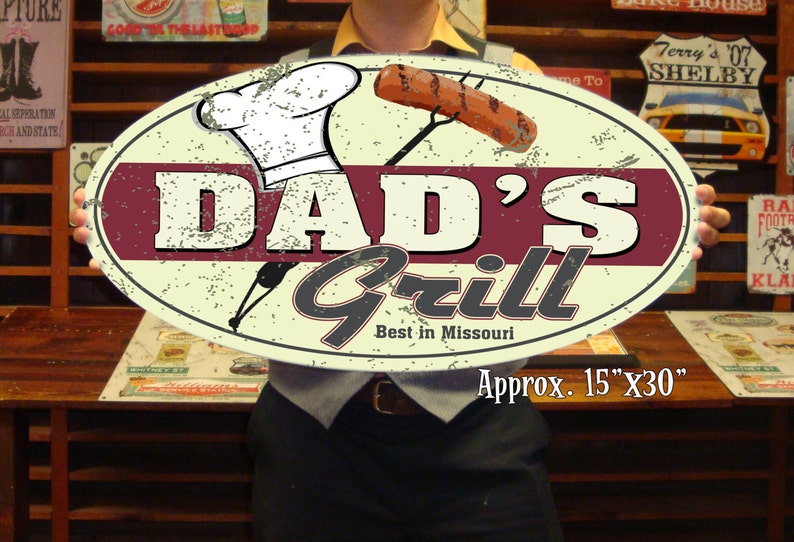 Dad's Grill Custom Tin Sign BBQ Sign image 3