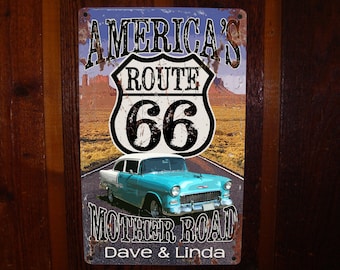 Route 66 Americas Road Vintage Metal Tin Sign Wall Decor Garage Gift Under $20 
