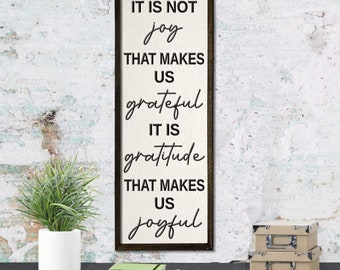 Gratitude Makes us Joyful - Framed Wood Sign