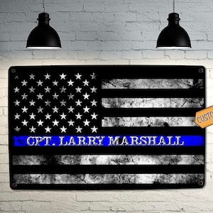 Polizei Blue Line Flaggenschild - Kostenlose Personalisierung