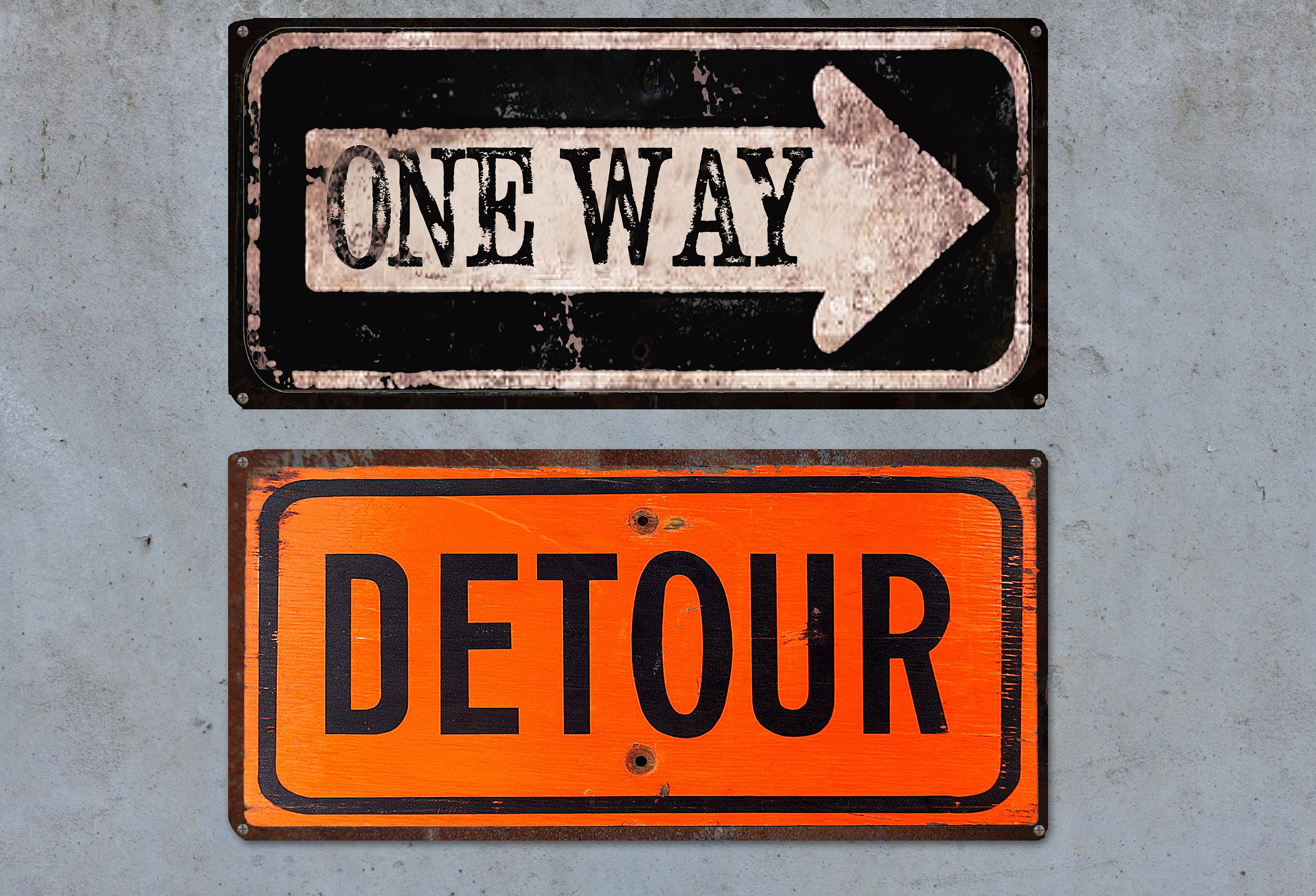 Vintage, Rustic Road Signs - One Way and Detour Sign - Etsy