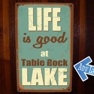 Lake House Sign. Custom, Vintage Lake Sign on Tin. Lake Cabin Sign