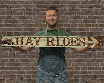 Hay Rides - Handcrafted Wooden Sign.