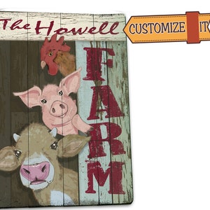 Custom Farm Sign - Cow, Pig, Chicken