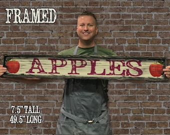 Äpfel - Handgefertigtes Holzschild.