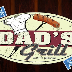 Dad's Grill Custom Tin Sign BBQ Sign image 1