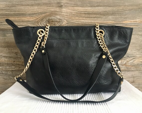michael kors black leather satchel