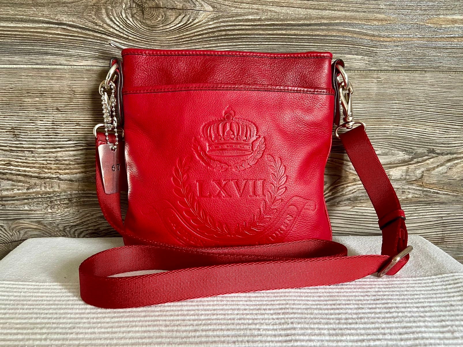 Vintage Lauren Ralph Lauren Stockbridge Red Leather Flat Crossbody Shoulder Bag Ship Free Etsy