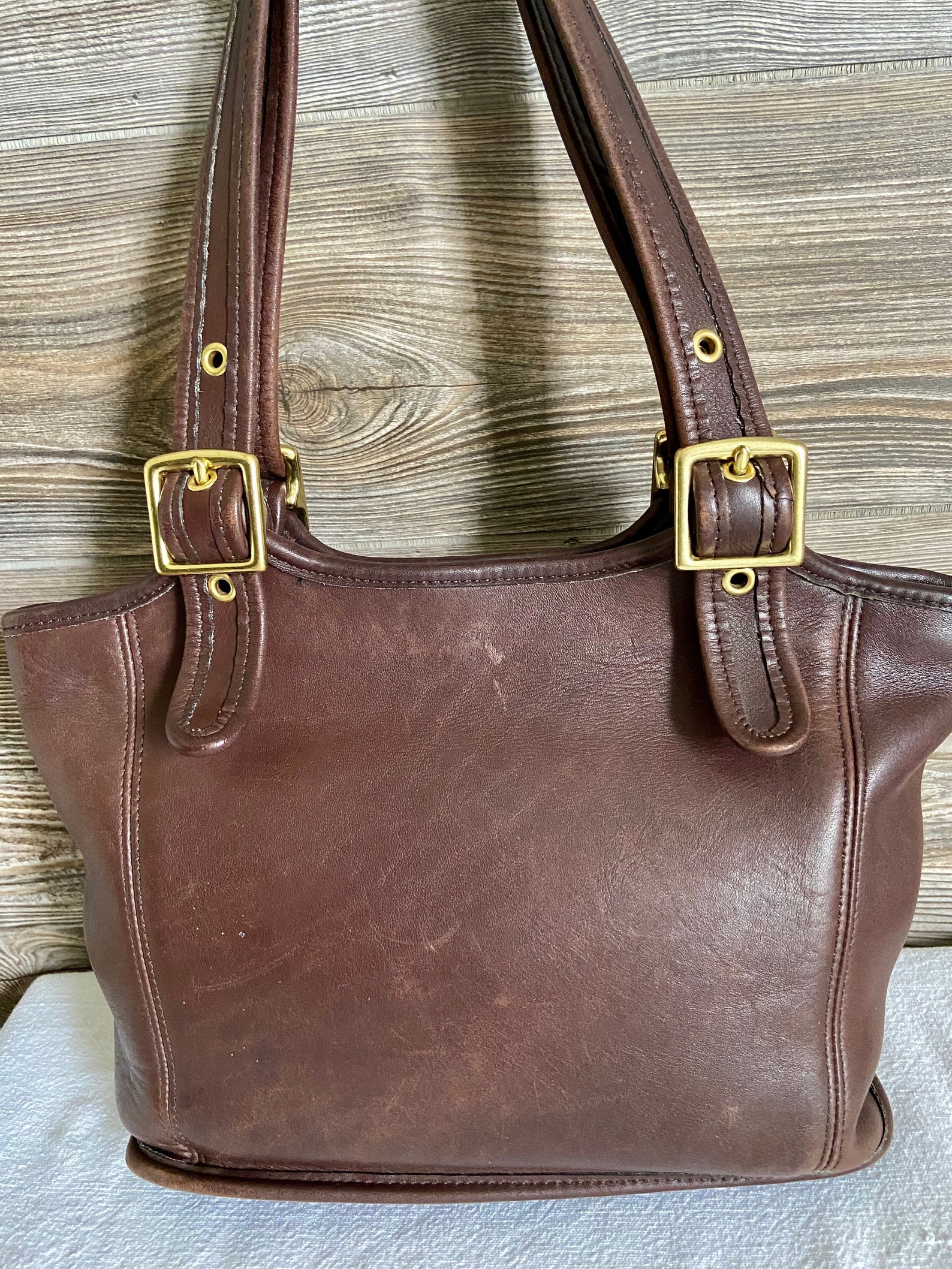 Vintage COACH 9086 Brown Leather Legacy Bucket Style Shoulder Etsy