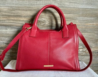 Vintage Vince Camuto Red Leather Satchel Shoulder Bag Ship Free