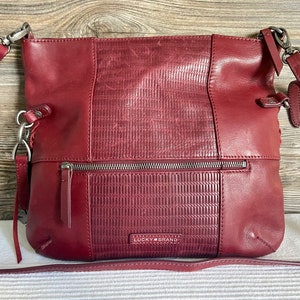 Vintage Lucky Brand Red Leather Hobo Shoulder Bag Purse