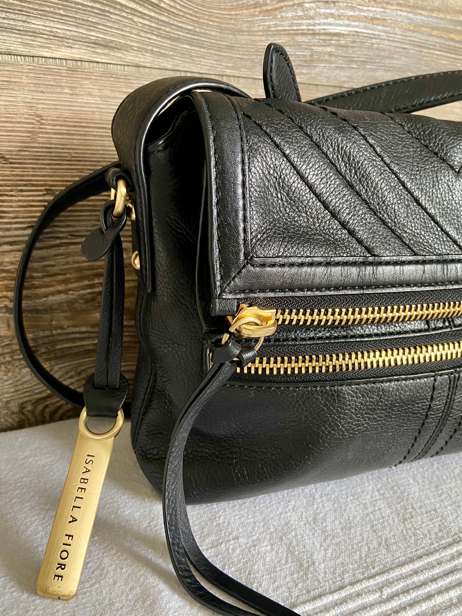 Vintage Isabella Fiore Black Leather Crossbody Shoulder Bag | Etsy