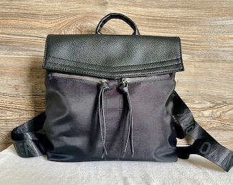 Black Leather Backpack Botkier Brand Biker Minimalist Design Unisex Bag Handbag Crossbody Medium Size Owned Business Shop Etsy