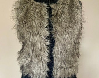 Vintage LOFT Furry Boho Vest Women Size Small Ship Free