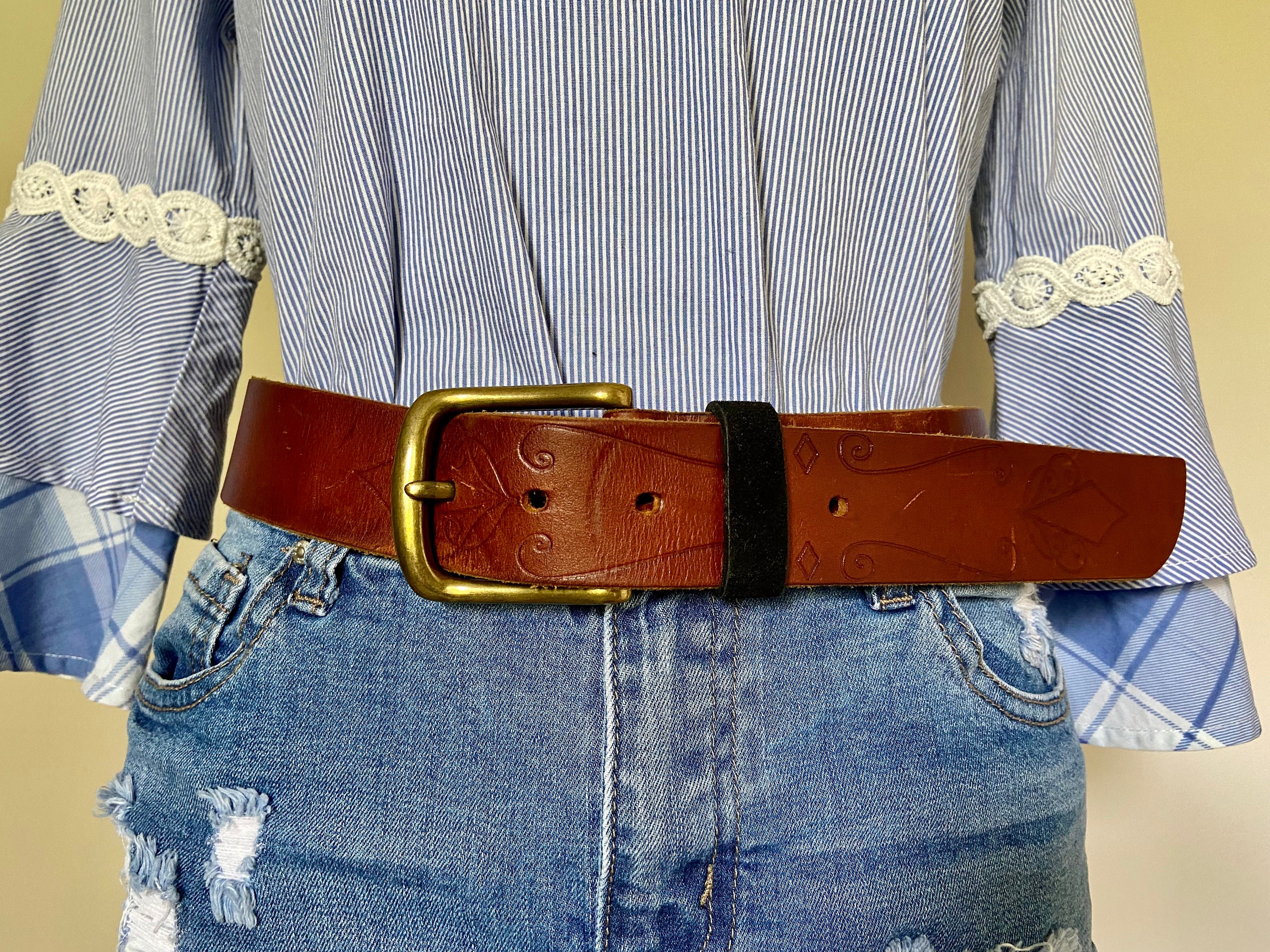 Vintage LUCKY BRAND Brown Leather Belt 34 Length Ship Free  display picture 3