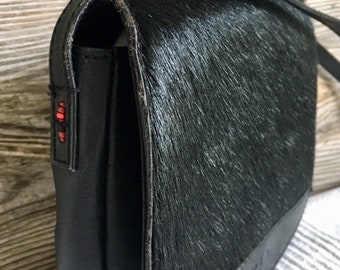Vintage RLL Lauren Ralph Lauren Black Leather Pony Hair Flap Vintage RLL Lauren Ralph Lauren Black Leather Pony Hair Flap