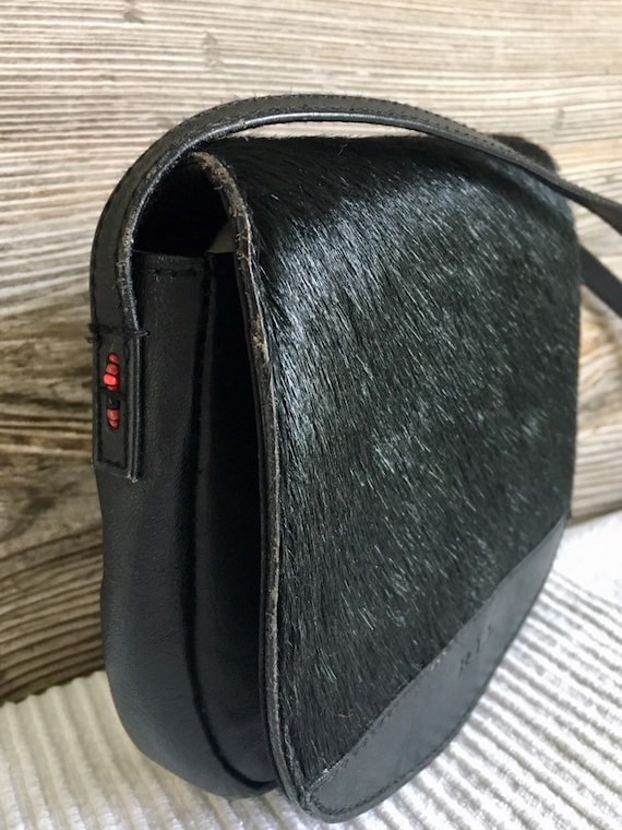 Vintage RLL Lauren Ralph Lauren Black Leather Pony Hair Flap Vintage RLL Lauren Ralph Lauren Black Leather Pony Hair Flap