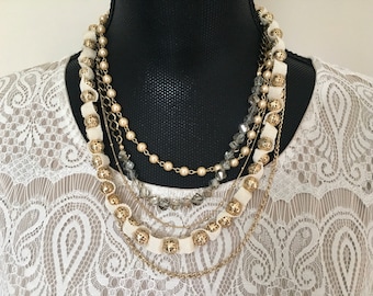 Vintage Multi Strand Goldtone Necklace