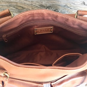 Vintage FOSSIL Brown Leather Satchel Shoulder Bag Purse | Etsy