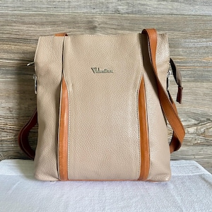 Valentina Beige Leather Backpack Valentina Backpacks for Women for sale | eBay main image 3