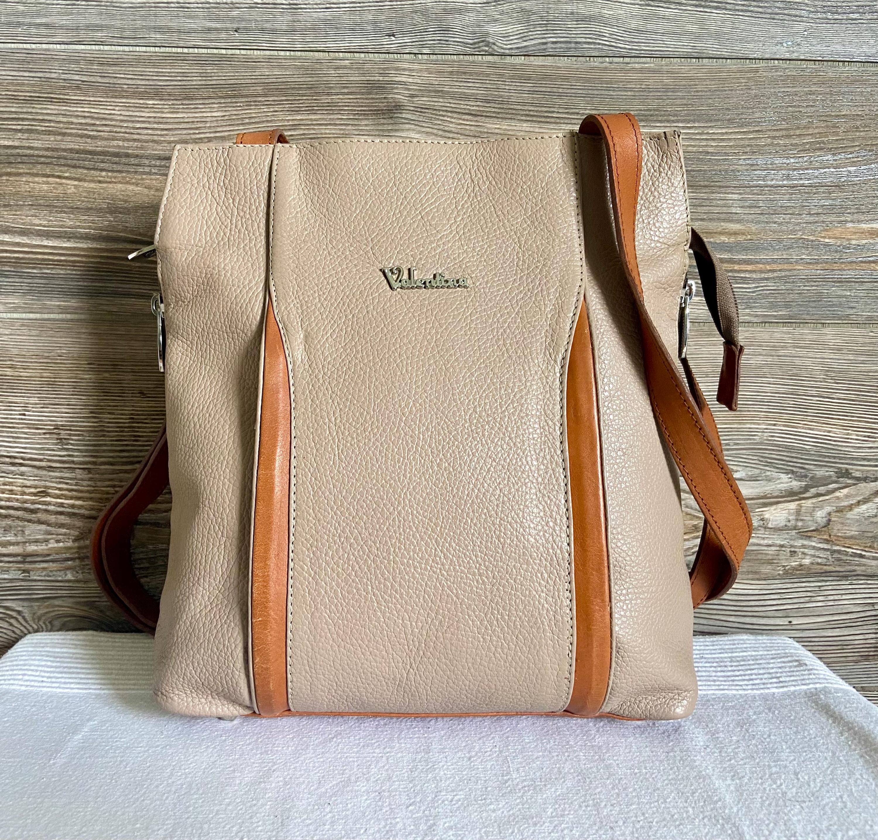 Valentina Made in Italy Genuine Leather Mini Backpack Shoulder Bag Beige Valentina Leather Backpacks - Etsy main image 3
