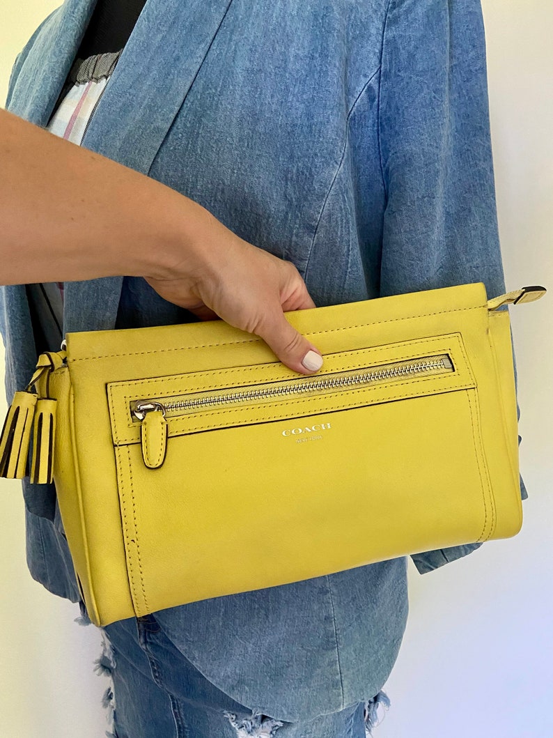 Vintage Legacy Yellow Leather Clutch Wristlet Handbag Ship Etsy