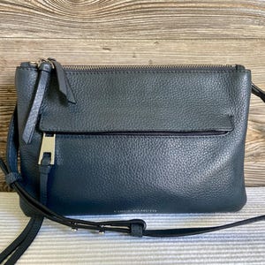 Vintage Vince Camuto Gray Leather Shoulder Bag Crossbody Purse Ship Free