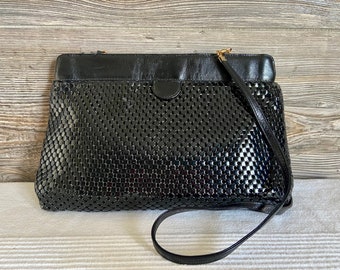 Vintage Whiting and Davis Black Mesh Evening Shoulder Bag Ship Free