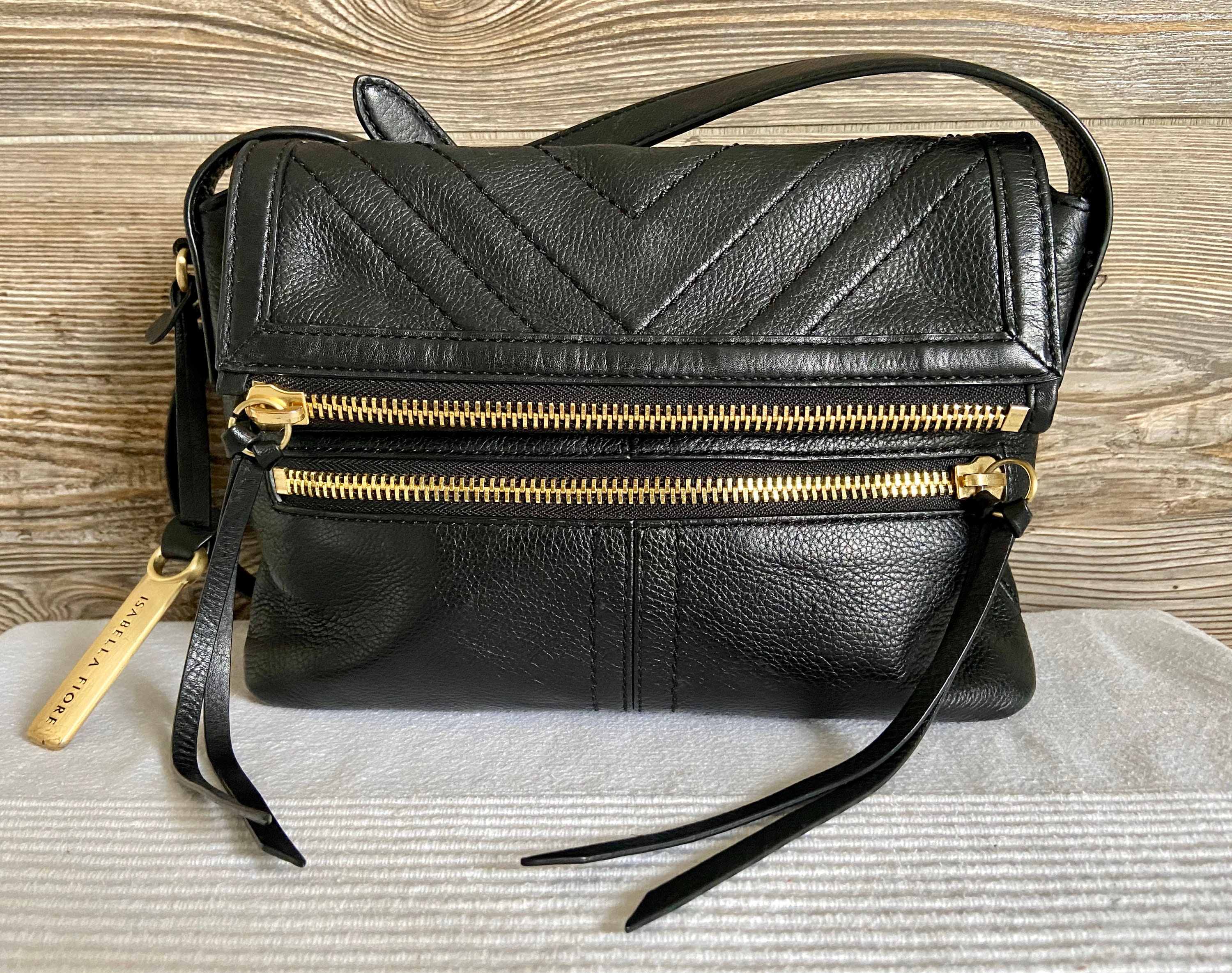Vintage Isabella Fiore Black Leather Crossbody Shoulder Bag | Etsy