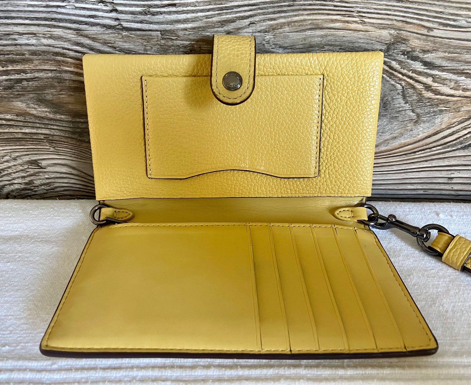 Vintage Coach Yellow Leather Wallet Wristlet Handbag Ship Free Etsy