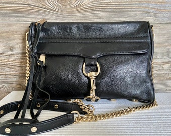 Vintage Rebecca Minkoff Black Leather Shoulder Bag Ship Free