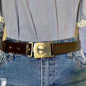 Vintage Moschino by Vera Pelle Brown Leather Women Belt Made in Italy Ship Free