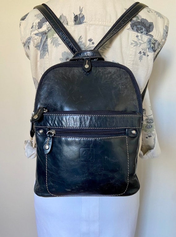 Vintage GIANI BERNINI Leather Black Backpack Shou… - image 10