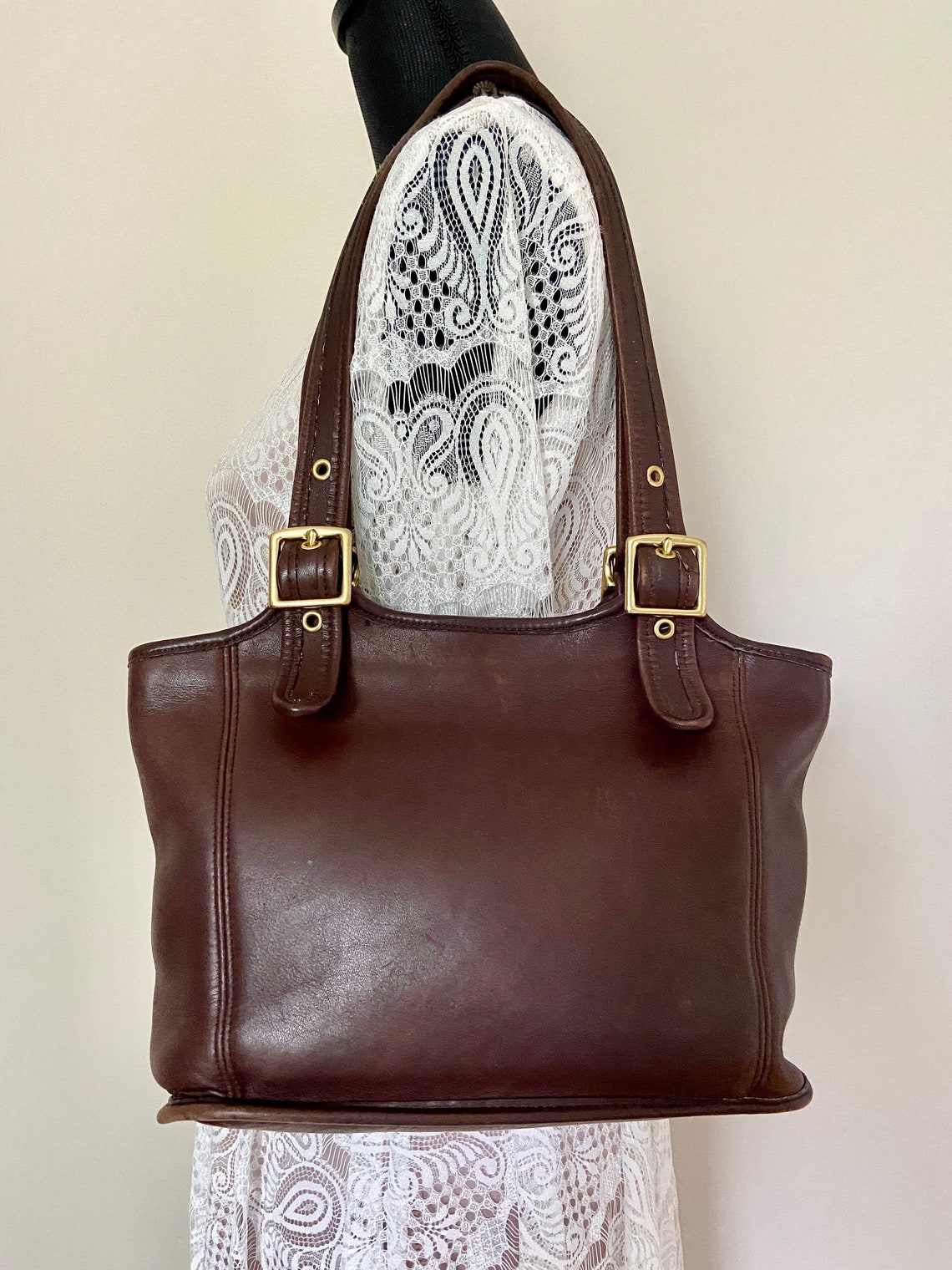 Vintage COACH 9086 Brown Leather Legacy Bucket Style Shoulder Etsy