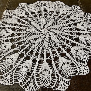 Handmade New White Round Crochet Large 29" Doily Lace Doily Centerpiece ...
