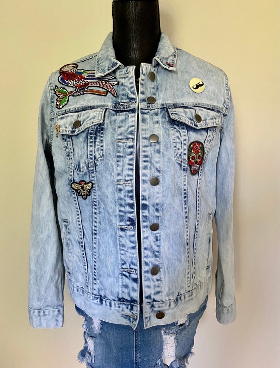 Leather denim jacket model RUE