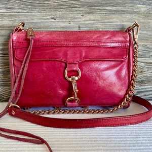 Vintage Rebecca Minkoff Raspberry Pink Leather Shoulder Bag Ship Free
