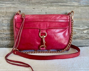 Vintage Rebecca Minkoff Raspberry Pink Leather Shoulder Bag Ship Free