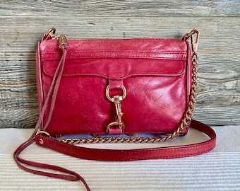 Vintage Rebecca Minkoff Raspberry Pink Leather Shoulder Bag Ship Free