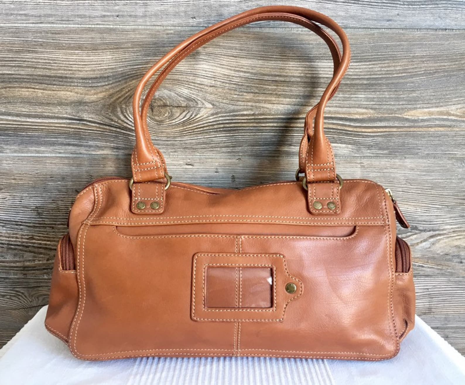 Vintage FOSSIL Brown Leather Satchel Shoulder Bag Purse Etsy