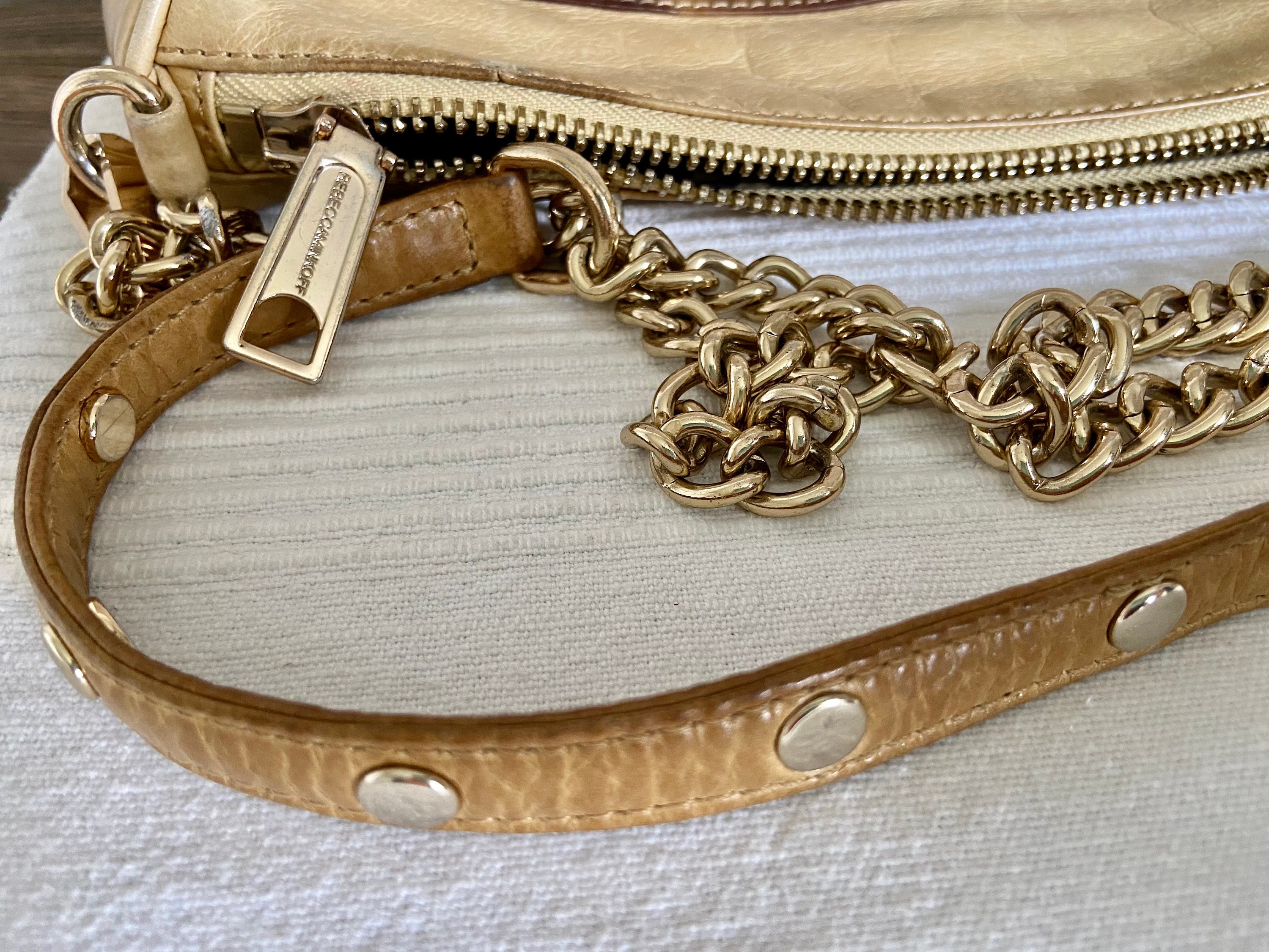 Rebecca Minkoff Beige Leather Crossbody Bag With Adjustable Strap & Front Zipper Rebecca Minkoff Beige Leather Mini M.A.C. Shoulder Bag main image 2