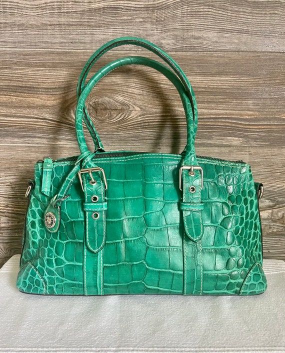 Vintage Dooney and Bourke Green Leather Domed Nile Collection