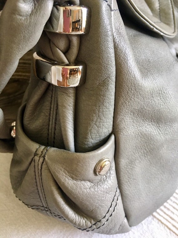 Vintage Inspired Gray Leather Shoulder Bag Purse - image 4