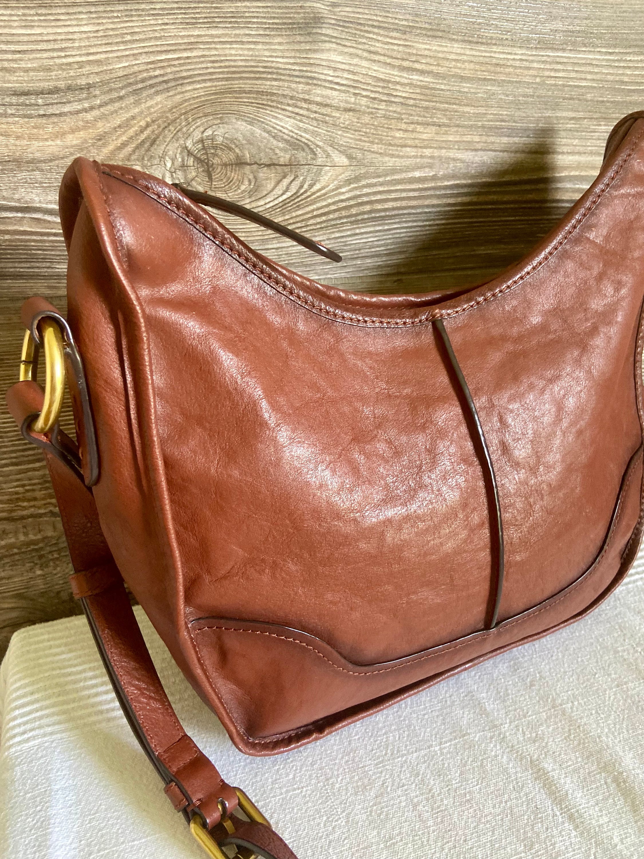 Vintage Frye Cara Cognac Leather Shoulder Saddle Shoulder Bag Ship Free